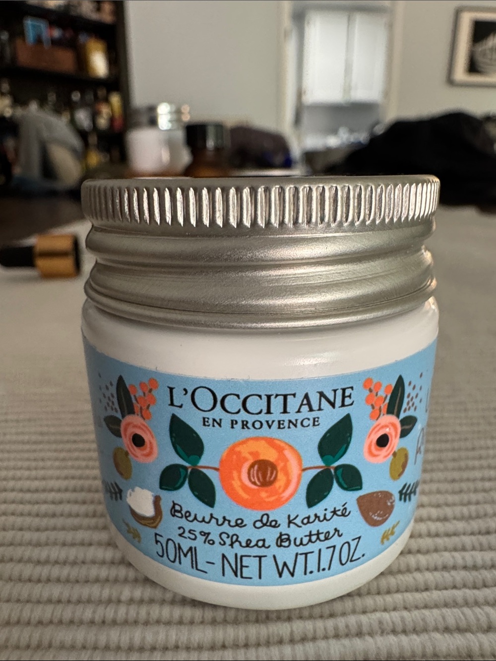 L'Occitane Shea Butter Body Cream - Blue Floral Jar, 50ml